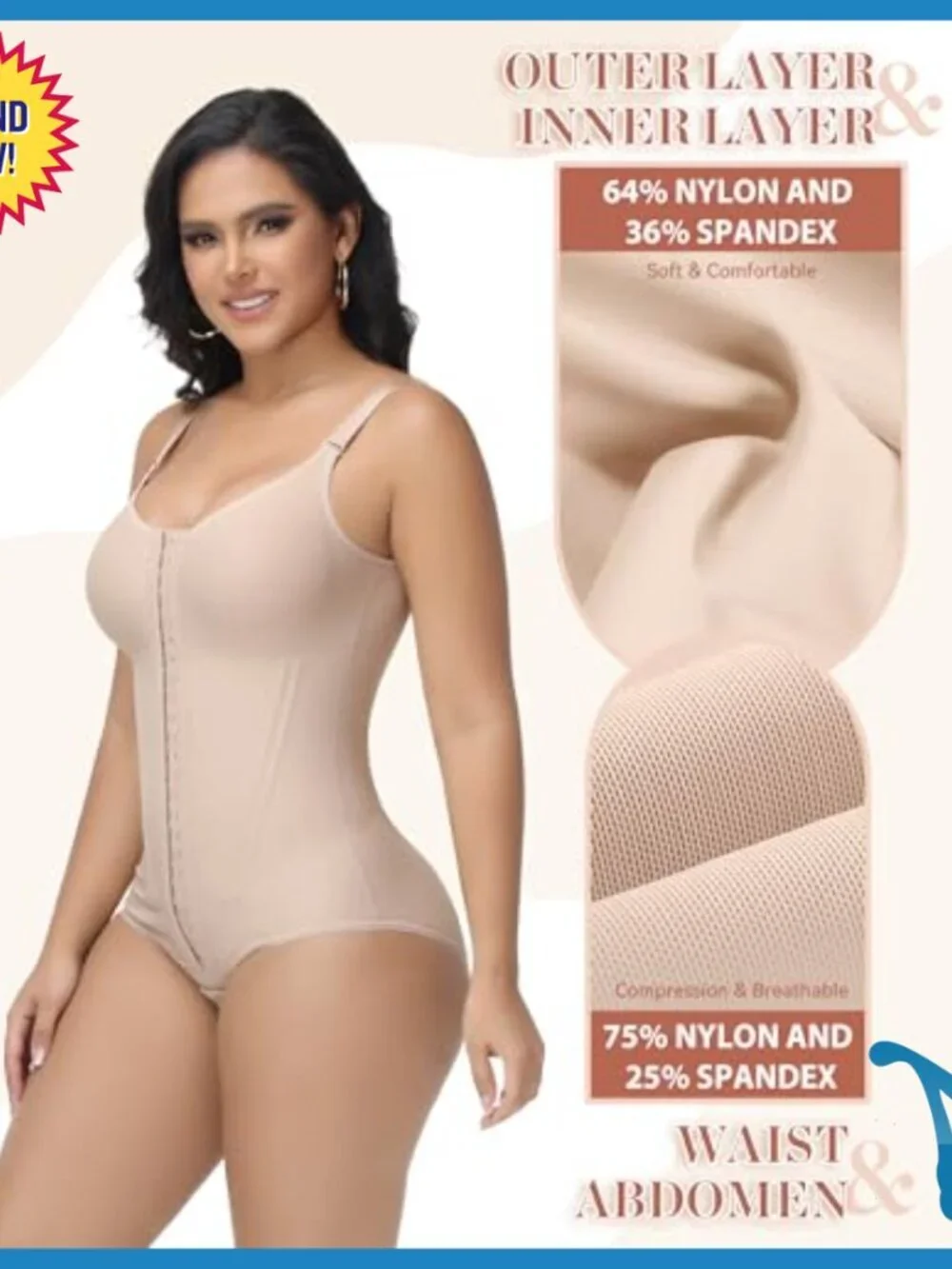High Compression Shapewear Bodysuit with Steel Bones Tummy Control